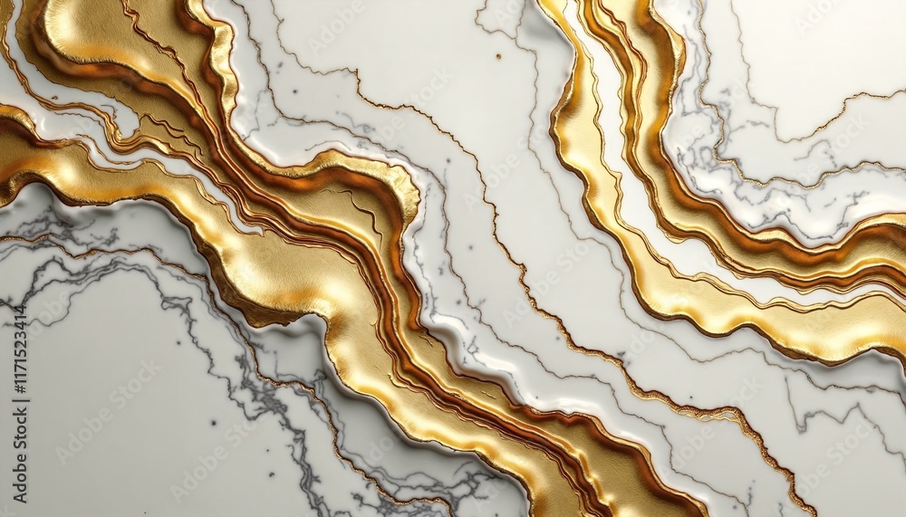Elegant golden marble veins on a pristine white background for luxury design Elegant golden marble veins on a pristine white background for luxury design