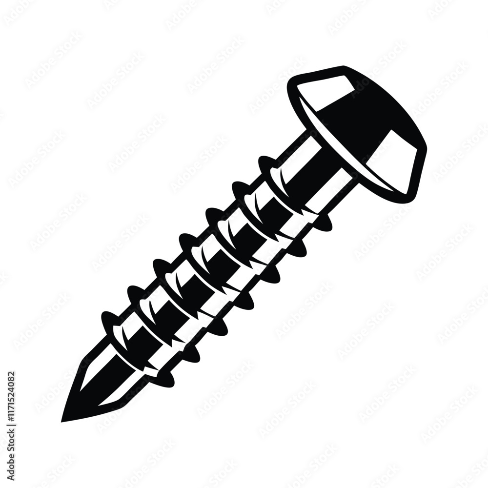 vector illustrations of a screw silhouette isolated on a white background vector illustrations of a screw silhouette isolated on a white background