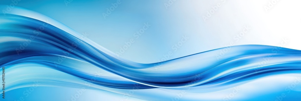Fototapeta premium Blue waves, abstract water background, flowing curves, gradient shades of blue, clean minimalist design, smooth textures, dynamic fluid shapes, light and shadow play, rippling surface, aquatic themed 
