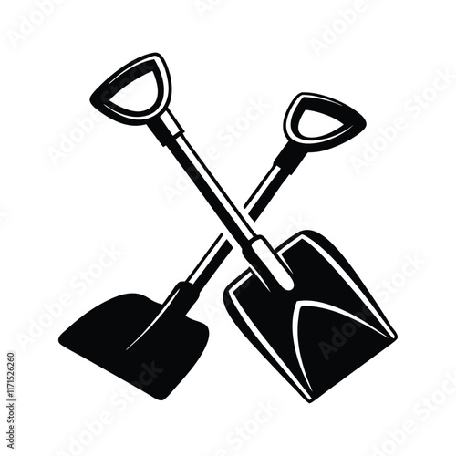 Shovel silhouette vector illustration isolated on white background