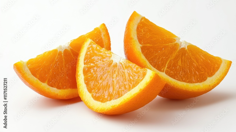 High-Quality Fresh Orange Slice with Juicy Pulp on Seamless White Background High-Quality Fresh Orange Slice with Juicy Pulp on Seamless White Background