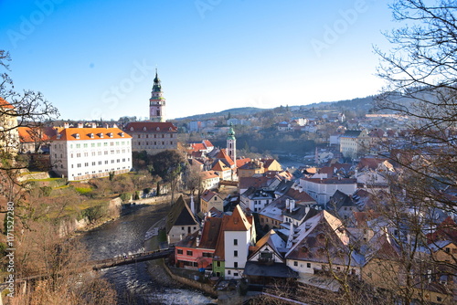 Blick auf das Schloss und die Stadt Krumau in Tschechien photo