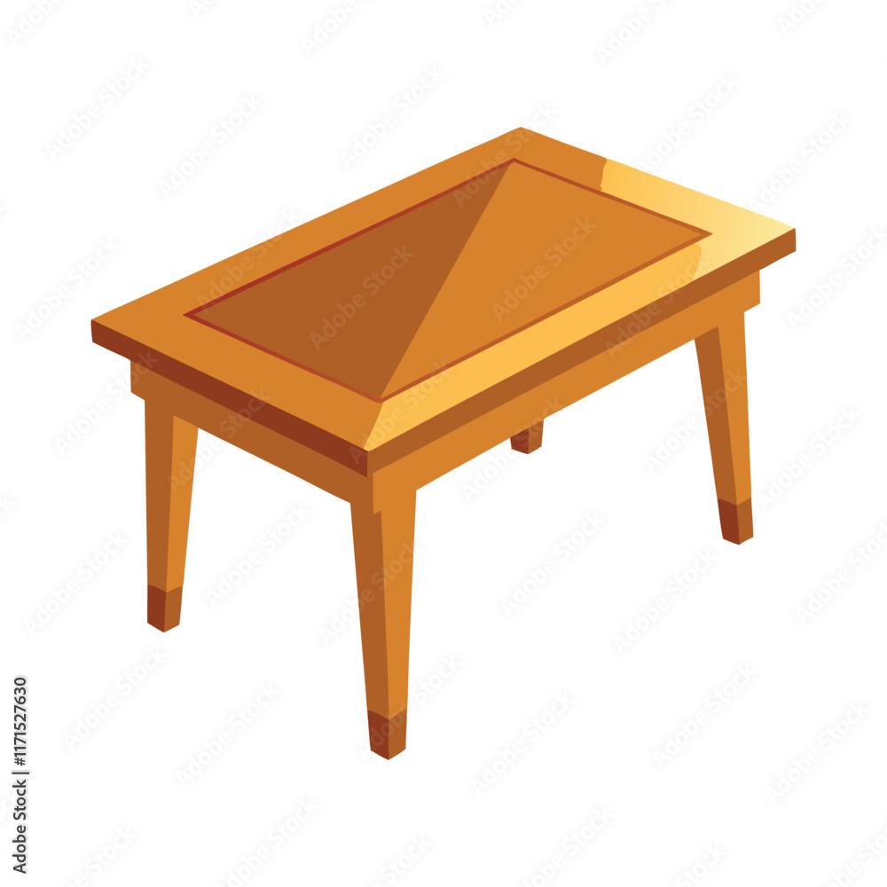 wooden table flat vector illustration on white background