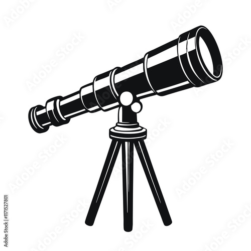 vector illustrations of a telescope silhouette on white background