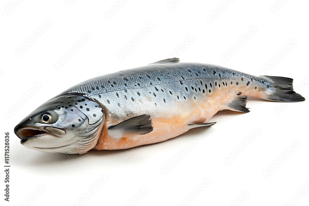 Fresh salmon fillet with herbs and spices on white background, top view Fresh salmon fillet with herbs and spices on white background, top view