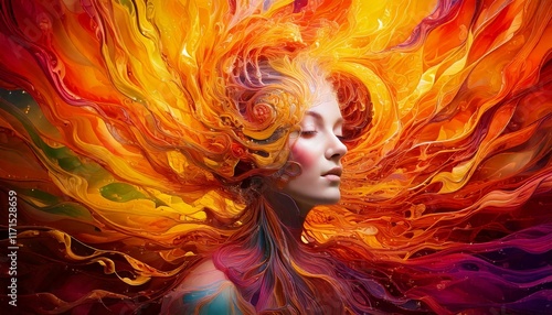 Woman in a colorfull space