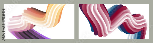 Abstract volumetric background. Cords. set of two illustrations. Toothpaste in a tube. Minimalism. Creative modern background. Cover design, wallpaper, background. eps vector.