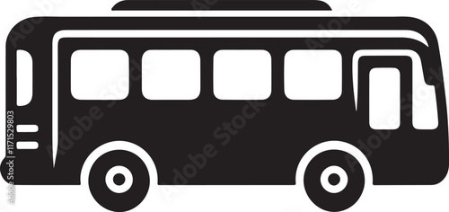 Public Transportation Bus Silhouette Vector Illustration for Travel Concept
