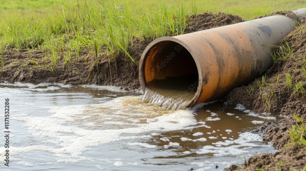 Discharge Pipe Flowing into Natural Waterway Discharge Pipe Flowing into Natural Waterway