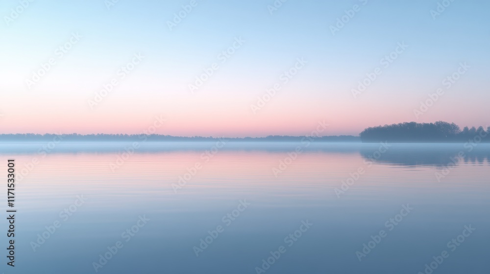 Fototapeta premium Lake at dawn reflecting pastel morning sky