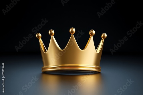 Golden crown symbolizing royalty and elegance resting on a dark surface with soft lighting photo