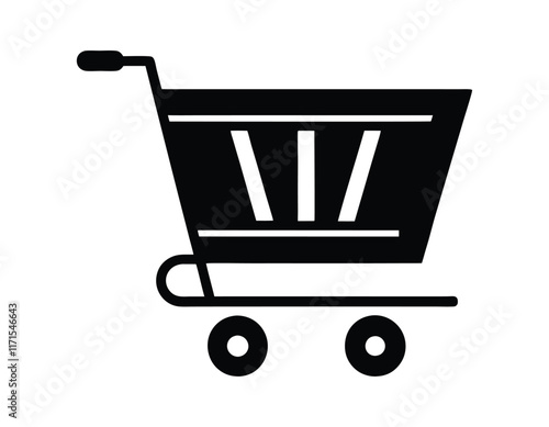 black and white shopping cart symbol for online stores