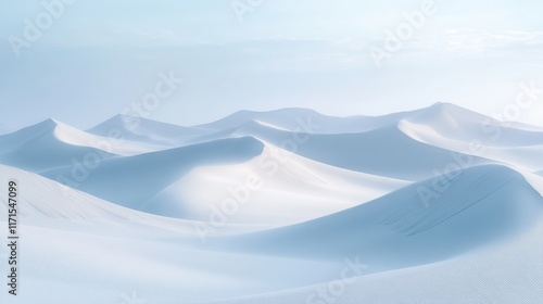 Endless white sand dunes under pale blue sky