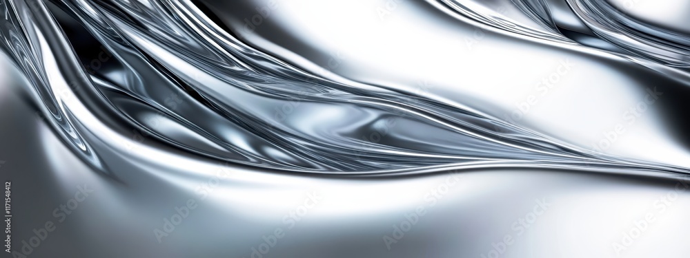 Liquid metal flow, abstract chrome waves, dynamic fluid motion, shiny silver surface, sleek metallic texture, futuristic design, glossy reflection, 3D rendering, high contrast, smooth curves, digital Liquid metal flow, abstract chrome waves, dynamic fluid motion, shiny silver surface, sleek metallic texture, futuristic design, glossy reflection, 3D rendering, high contrast, smooth curves, digital