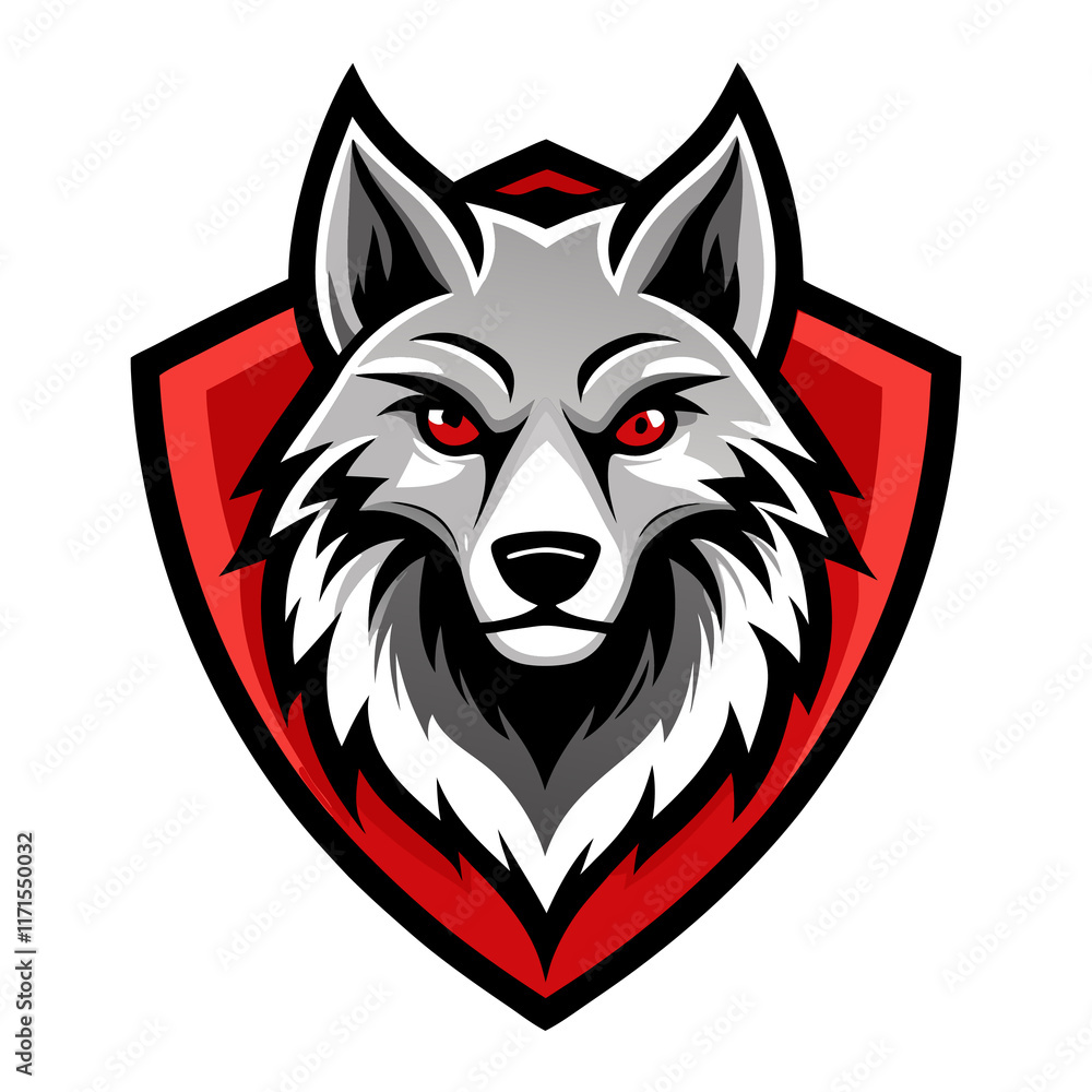 Wolf head shield mascot logo vector illustration Wolf head shield mascot logo vector illustration