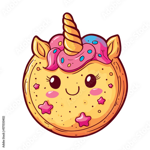 cute smiling cookie in form of unicorn isolated vector illustration