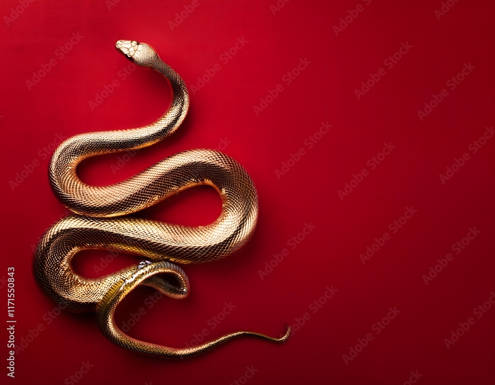 Obraz premium luxury red and gold chinese snake new year background with copy space for text, snake year