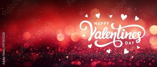Wallpaper Mural Sparkling Red Glitter Valentines Day Background with Elegant Lettering Torontodigital.ca