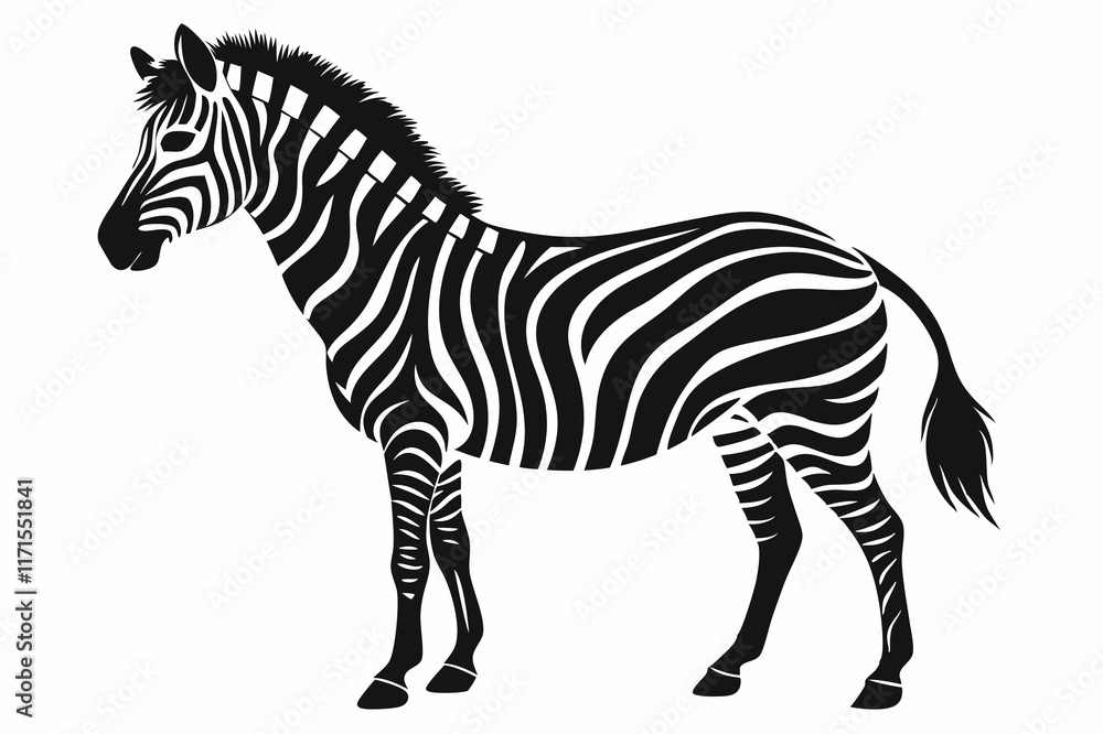 Zebra silhouette vector illustration on white background Zebra silhouette vector illustration on white background