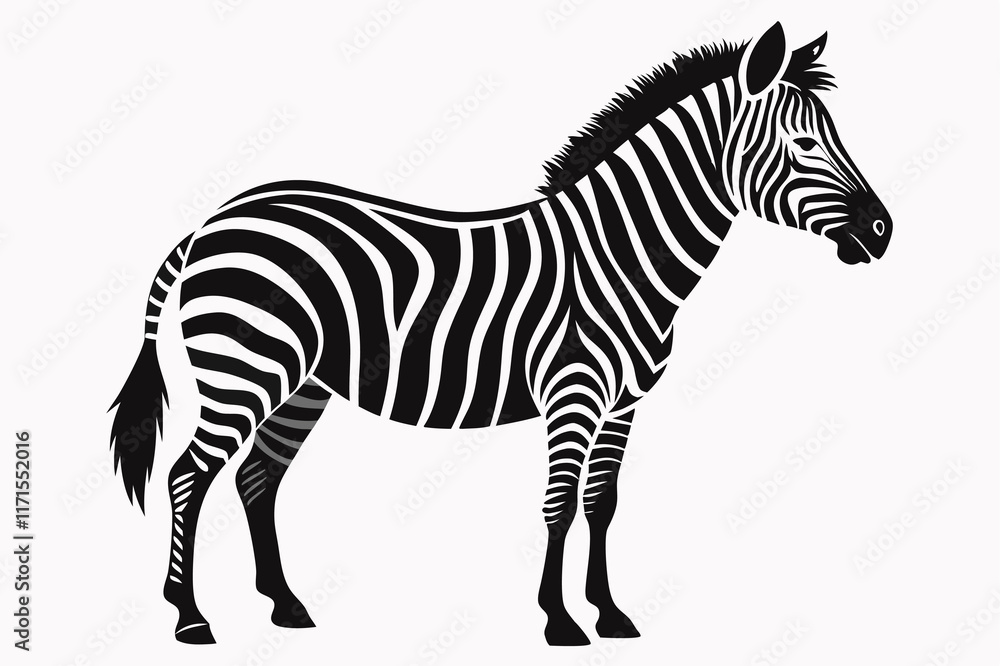 Zebra silhouette vector illustration on white background Zebra silhouette vector illustration on white background