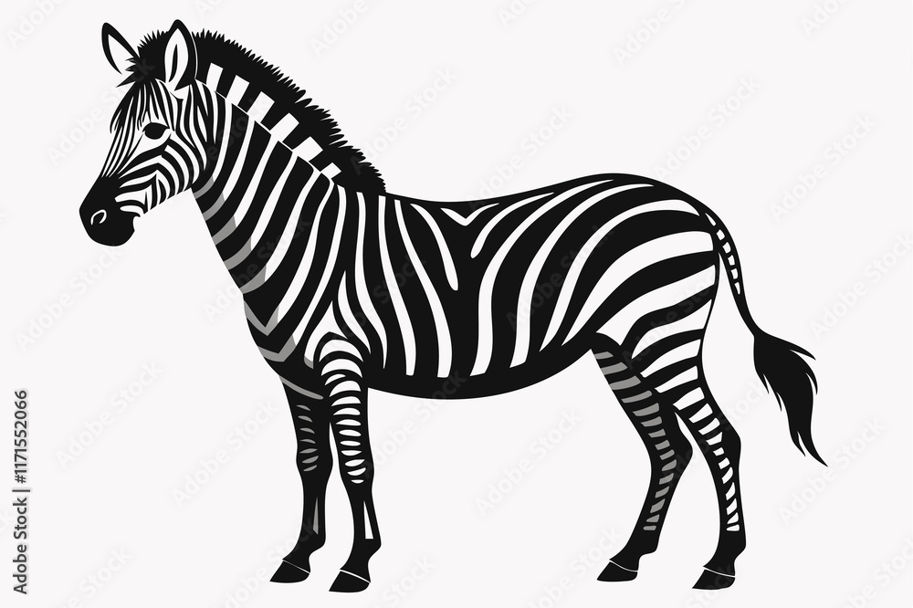 Zebra silhouette vector illustration on white background Zebra silhouette vector illustration on white background