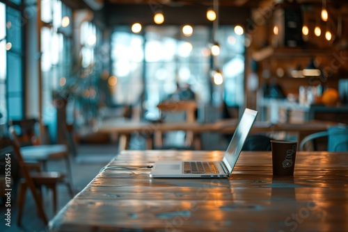Wallpaper Mural Laptop and coffee in a cafe. Work from anywhere. Torontodigital.ca