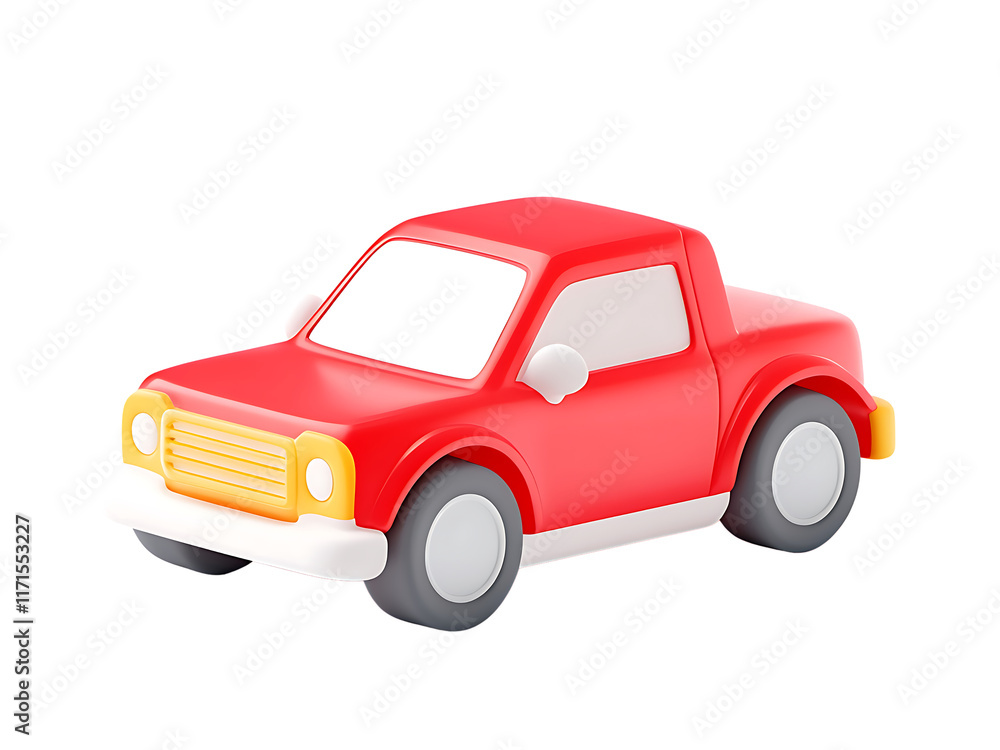 3d a red toy car illustration isolated on transparent or white background, png cutout 3d a red toy car illustration isolated on transparent or white background, png cutout