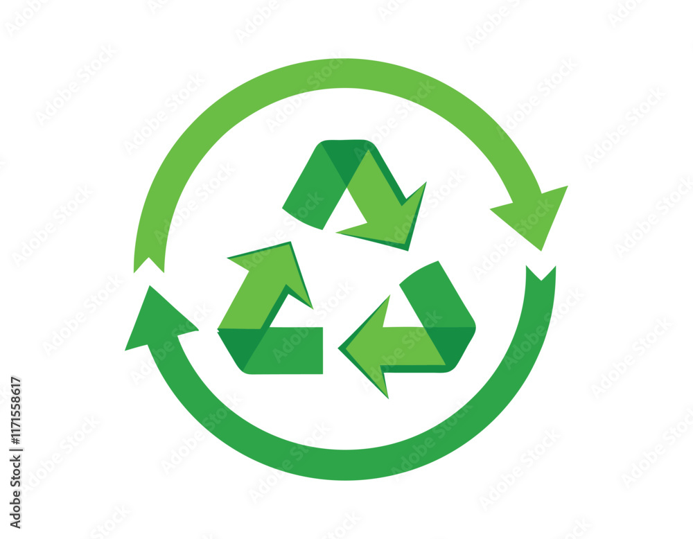 Eco-conscious recycling symbol with green arrows Eco-conscious recycling symbol with green arrows
