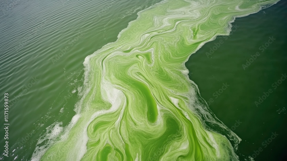 Obraz premium Vibrant Algae Blooms in Serene Lake Environment