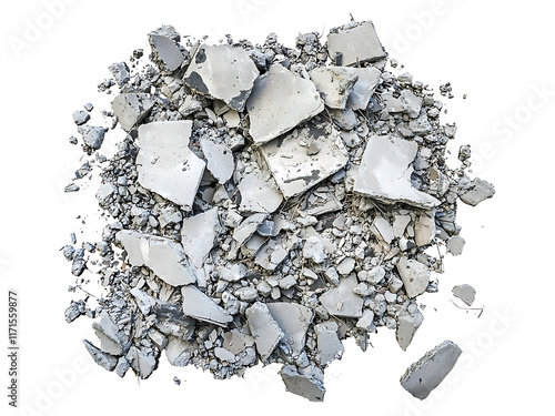broken concrete isolated on transparent or white background, png cutout