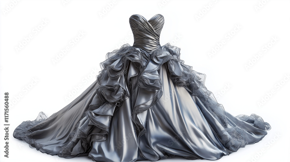 beautiful silverl wedding dress isolated on 3 d white amazing background beautiful silverl wedding dress isolated on 3 d white amazing background