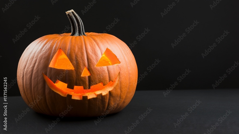 A carved pumpkin with a smiling face, symbolizing Halloween festivities. A carved pumpkin with a smiling face, symbolizing Halloween festivities.