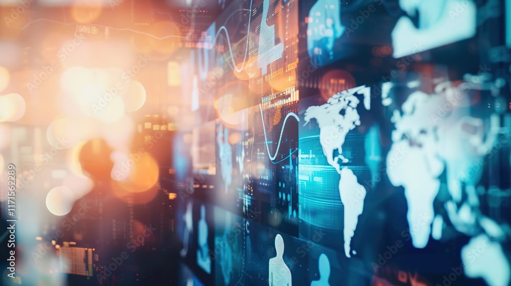 Global data visualization on digital screens. Global data visualization on digital screens.