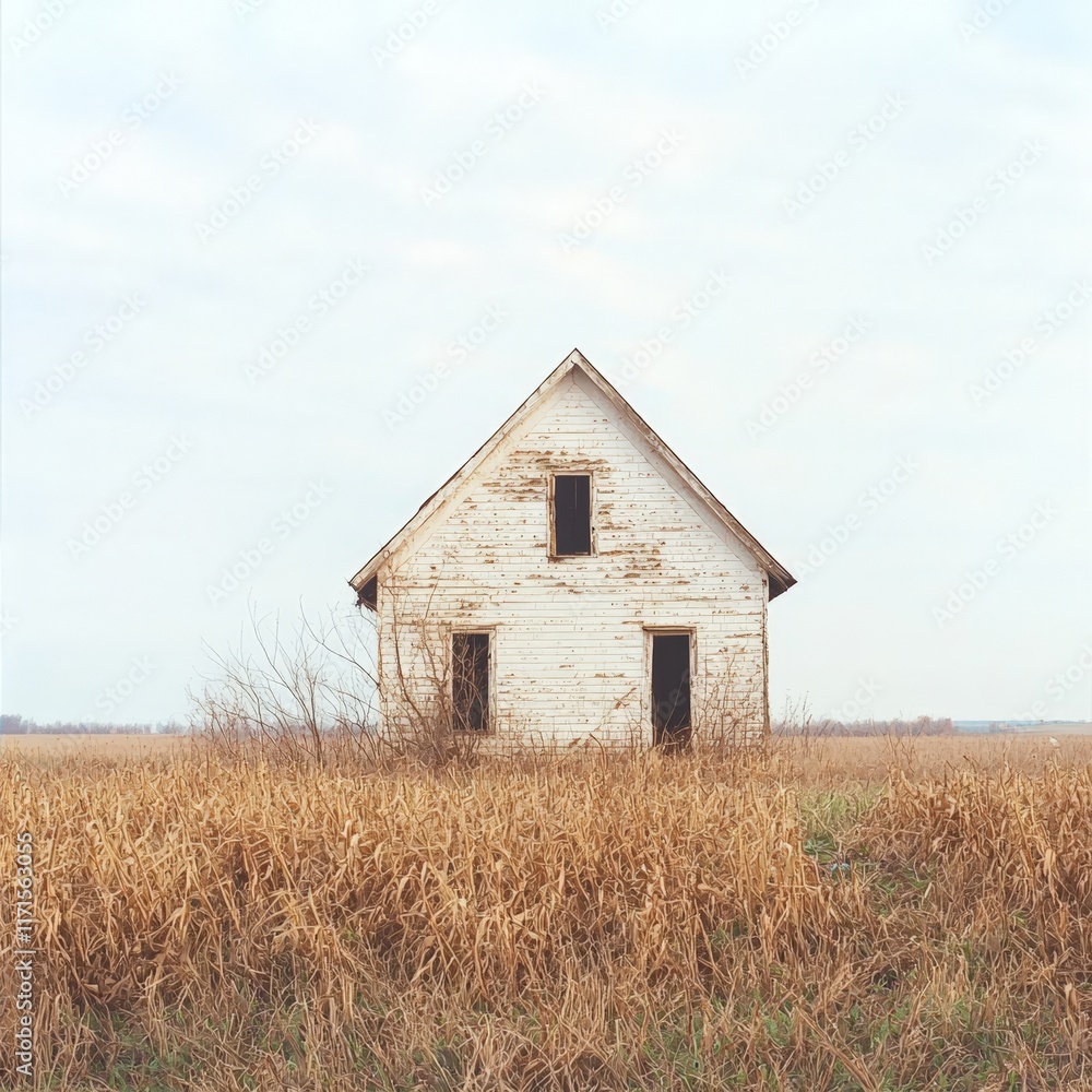 Abandoned Farmhouse in Autumn Field Abandoned Farmhouse in Autumn Field