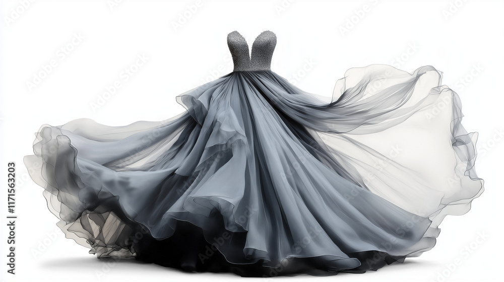 beautiful gray wedding dress isolated on 3 d white amazing background beautiful gray wedding dress isolated on 3 d white amazing background