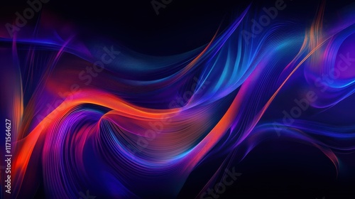 Abstract fluid waves, vibrant colors, dynamic swirls, orange and purple gradients, cosmic energy, smooth curves, digital art, high contrast, motion blur effect, futuristic design, 8K resolution, ultra photo