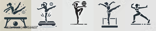 vector female character silhouette doing gymnastics movements