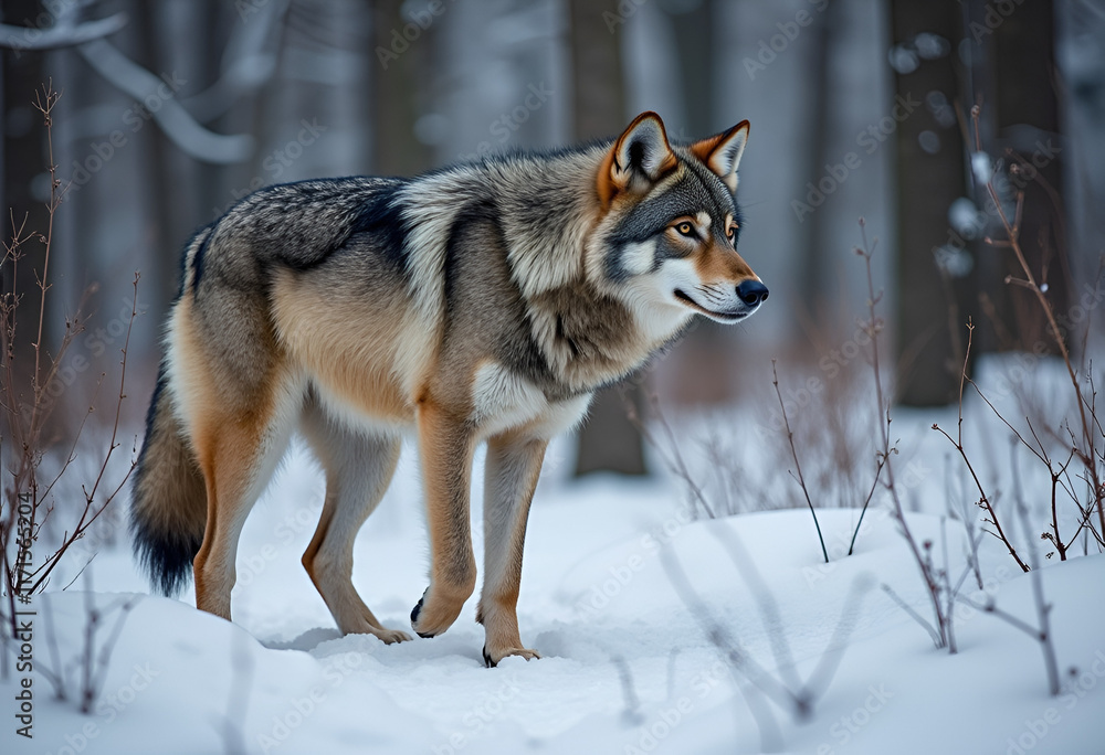 Fototapeta premium Wolf Wandering alone