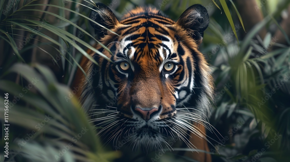Fierce Tiger Prowling Through Lush Jungle Capturing Its Wild Beauty Fierce Tiger Prowling Through Lush Jungle Capturing Its Wild Beauty