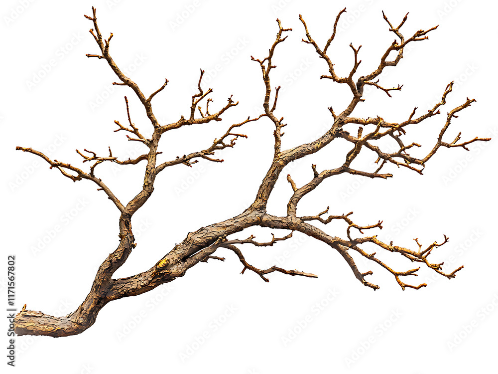 Fototapeta premium dry tree branch isolated on transparent or white background, png cutout