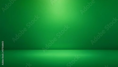 Empty Green Studio Room with Abstract Green Gradient Walls, Providing an Ideal Backdrop for Showcasing Products, Perfect for Commercial Photography, Product Display, and Minimalist Design Concepts