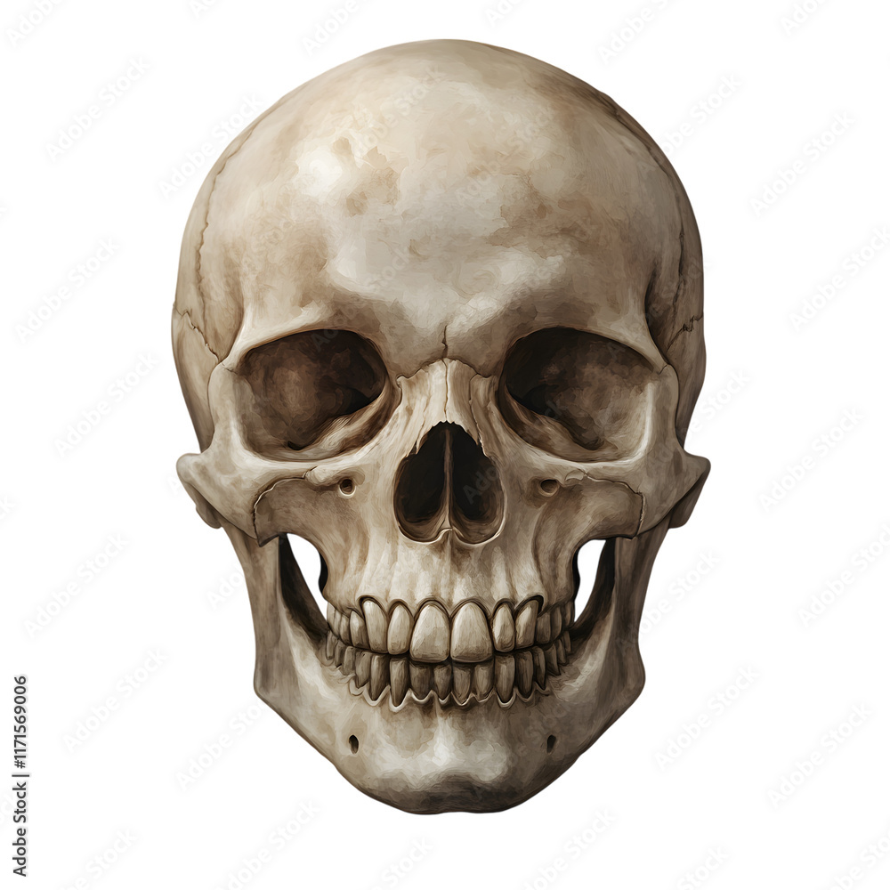 Obraz premium realistic human skull isolated on transparent background skull png 