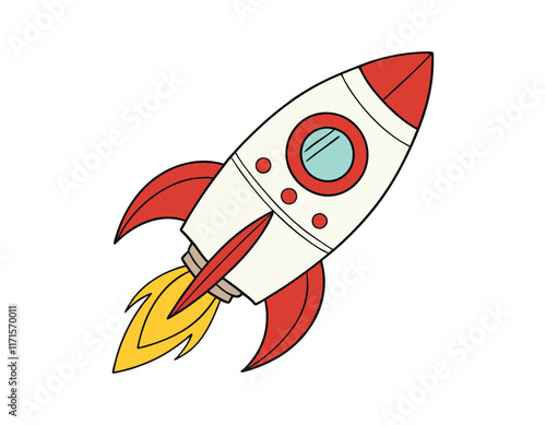 flat rocket spaceship vector icon