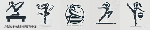 vector female character silhouette doing aerobics