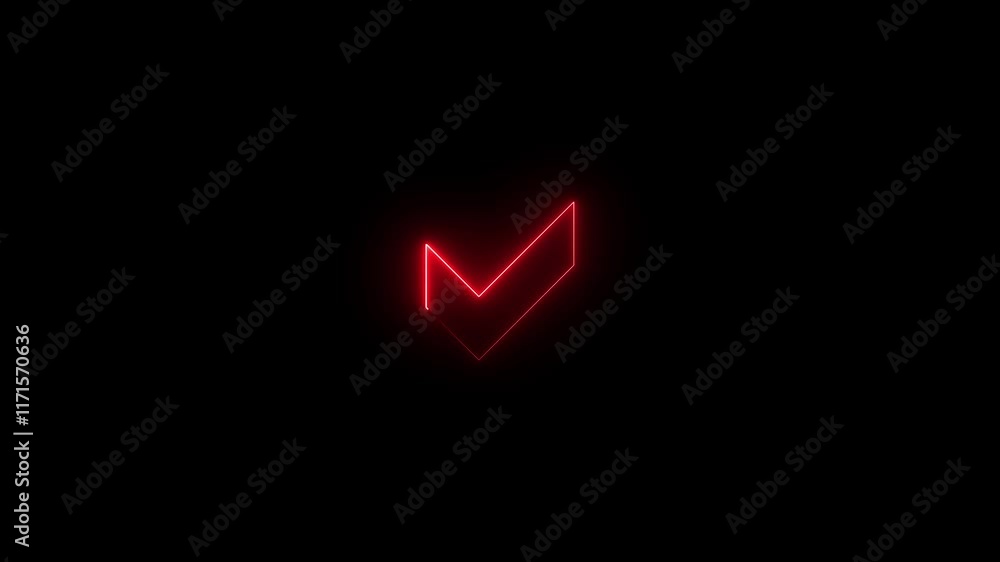 Neon animation of check mark sign. Neon glowing green check mark icon animation in black background. Neon animation of check mark sign. Neon glowing green check mark icon animation in black background.