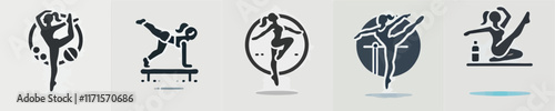 vector female character silhouette doing aerobics