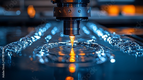 Waterjet cutting machine precisely cuts material with precision photo