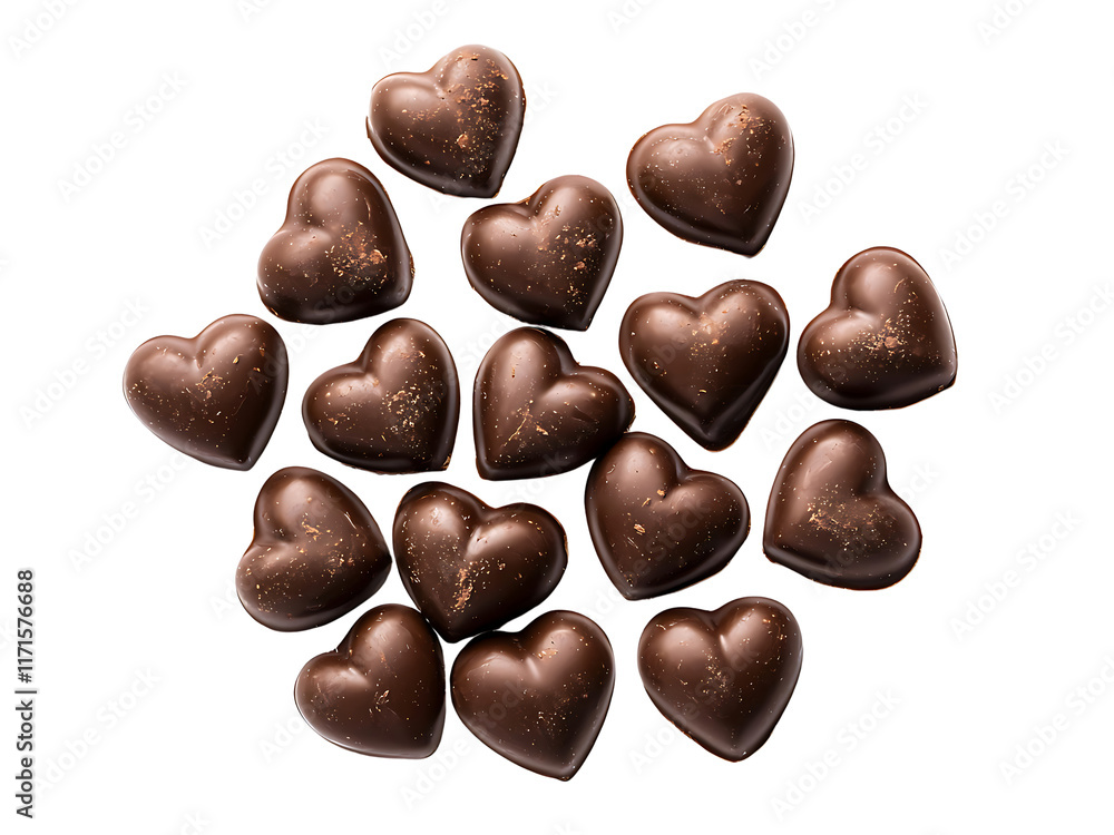 Fototapeta premium heart shaped chocolates isolated on transparent or white background, png cutout