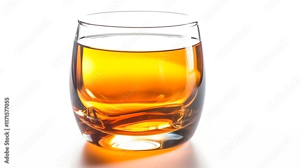 Isolated high-quality glass whiskey tumbler with a slight amber hue isolated on solid white background. Isolated high-quality glass whiskey tumbler with a slight amber hue isolated on solid white background.