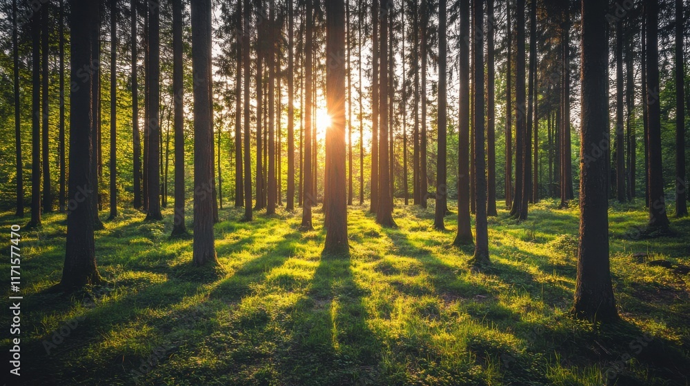 Serene Forest with Soft Light and High Contrast Shadows Serene Forest with Soft Light and High Contrast Shadows